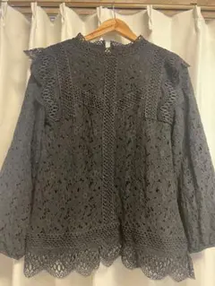 総レース ブラウス ブラック 長袖のサムネイル