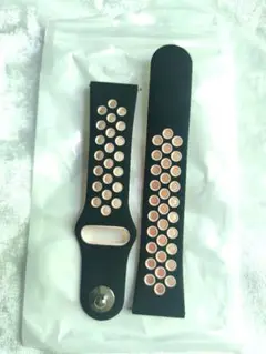 スマートウォッチ用シリコンバンド ブラック ピンク 20mm