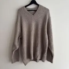 ゆるだぼ Vネック ニット セーター オーバーサイズ グレージュ系
