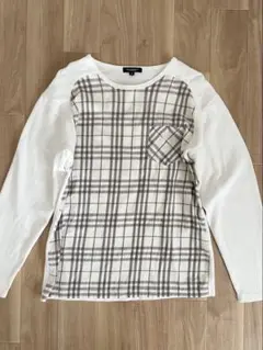 美品✨ BURBERRY LONDON ノバチェック柄 長袖Tシャツ ホワイト
