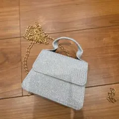 ミニバッグ チェーン付き シルバー ラメ 結婚式 パーティ