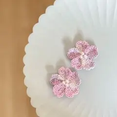 桜のヘアクリップ2点セット ベビーヘアクリップ キッズヘアクリップ ヘアピン