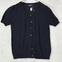 ROPE 半袖ニットカーディガン M 黒 パフスリーブ 薄手 シンプル　羽織りのサムネイル