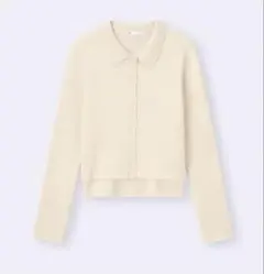 2ピースリブニットポロシャツ（ノースリーブ） アイボリー リブ編み