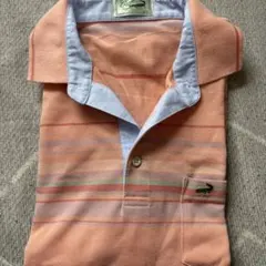 Crocodile ポロシャツ Mサイズ オレンジ系（ストライプ）