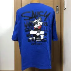 WEGO 青色 プリント入り 半袖Tシャツ