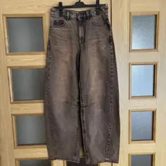 GU バレルレッグジーンズ　ブラウン　S