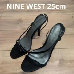 【即日発送】NINE WEST 黒 サテン ハイヒール　25㎝パンプス