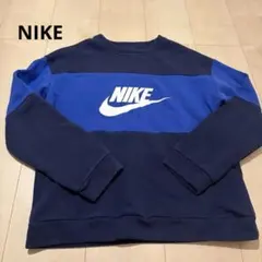 NIKE ナイキ スウェット トレーナー カラーブロック ロゴプリント 紺青のサムネイル