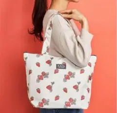 KALDI いちご柄 エコバッグ 大容量