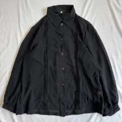 vintage 長袖ブラウス M-L 黒 シアー ピンタック 金ボタン レトロのサムネイル