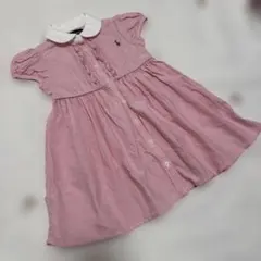 ラルフローレン パフ袖 ピンク フリル ワンピース 半袖12M 80 ポニー刺繍