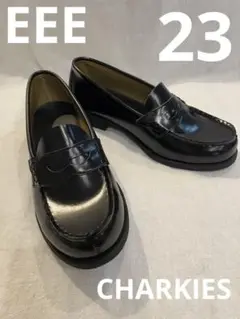 CHARKIES 黒 コインローファー 487001 23cm EEE 3E