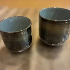 黒と青のグラデーション湯飲み2個セット