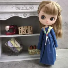 1364.ロングワンピースとセーラー付け襟セット　ミディブライスアウトフィット