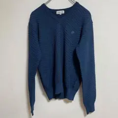 mila schon ミラショーン　Vネックロゴニット　ウール混　紺　サイズ48