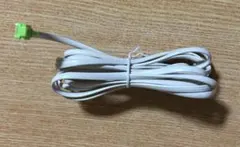 モジュラーケーブル　297cm　6極4芯　ホワイト　コネクタ 黄緑