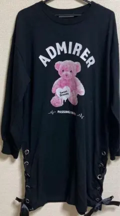 くま トレーナーチュニックスウェット リボンゆめかわ 熊 量産型病みかわ地雷