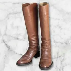 38 SARTORE シングルベルト　ロングブーツ　ブラウン　レザー　24.5 38 SARTORE シングルベルト ロングブーツ ブラウン レザー 24.5 - メルカリ