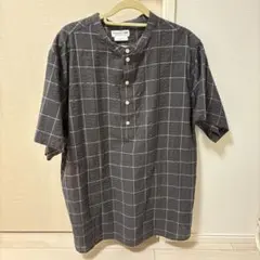 グレー チェック柄 半袖シャツ M