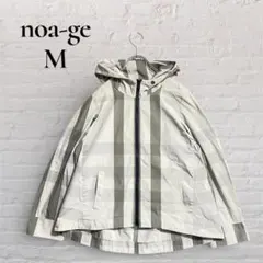 【noa-ge】【M】レディースジャケット　薄手　チェック柄　フード付