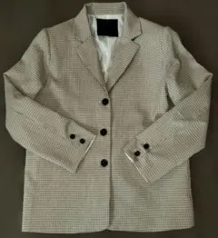 【新品】ブラウン系チェック シングルボタンジャケット