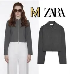 ZARA 定価8,590円 クロップド丈 ジッパー ジャケット M ラスト1点♪