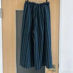 ストライプ ワイドパンツ ガウチョパンツ Lサイズ