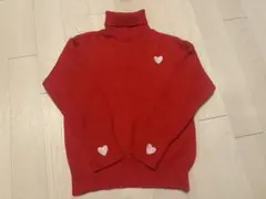 赤 ハート刺繍 ニットセーター
