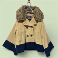 アルジー ALGY ファー付きポンチョコート 130センチ　ベージュ　匿名配送