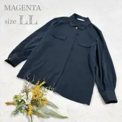 【MAGENTA】レディース シャツ とろみ生地 長袖 大きいサイズ LL