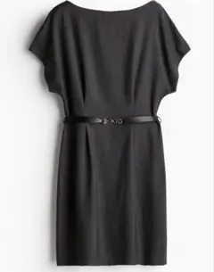 H&M ベルト付き ワンピース (膝丈) ダークグレー
