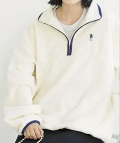 【完売品】POLO フリース　刺繍　ハーフジップ　オーバーサイズ　ユニセックス