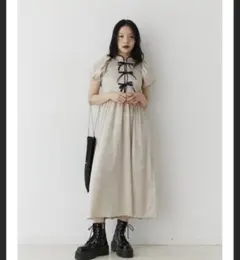 チャイナリボンロングワンピース アイボリー