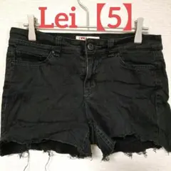 Lei【5】ブラックデニム ショートパンツ 切りっぱなし ダメージ加工 Y2K