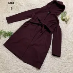 ザラ　ロングコート フード付き　ガウンコート　カジュアル　シンプル　あったか