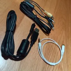 コード３種（USBケーブル、ステレオミニプラグ、音声映像出力ケーブル）