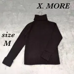X.MORE (M) タートルネック リブニット セーター ロールアップ裾