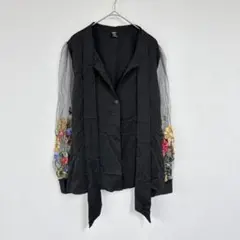 SHEIN【M】シーイン ブラックシャツ 長袖 無地 シンプル トップス