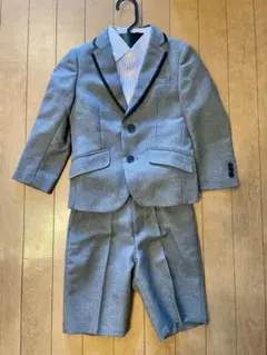 美品　入学式スーツ ストライプシャツ　ネクタイ付き　110㎝