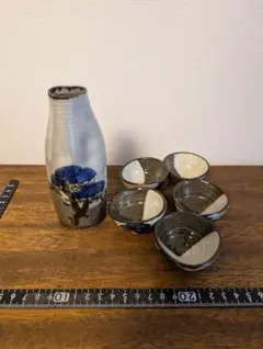 清水焼　清水六兵衛　陶器製酒器とお猪口5個セット