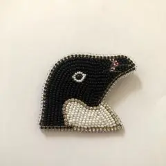 ビーズ刺繍ブローチ　アデリーペンギン
