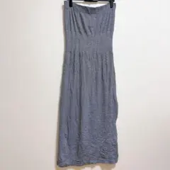 海外古着✨ストライプ ロングワンピース チューブワンピ ネイビー ホワイト 伸縮