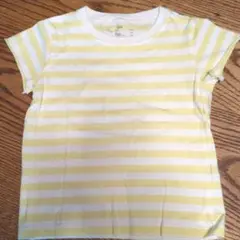 無印良品　未使用　イエローとホワイトのストライプTシャツ 100　男女兼用のサムネイル