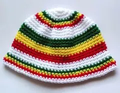 5クラッシャーハット　ラスタカラー　クロシェハット　バケットハット