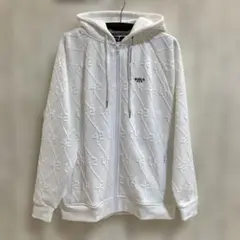 PXG ジップアップパーカー ホワイト ブルー (L)春〜秋物 - メルカリ