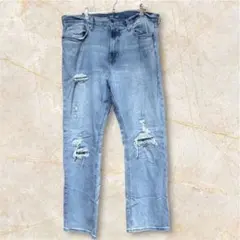 OLD NAVY ライトブルーダメージストレートデニム