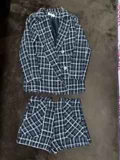 チェック柄ツイードセットアップ Mサイズ