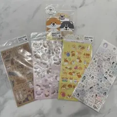 動物シールセット 手帳 可愛い シール ネコ いぬ 熊 犬 芝犬 ねこ 猫