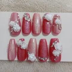 卒業式、イベント、ピンク色ネイルチップ10個セット